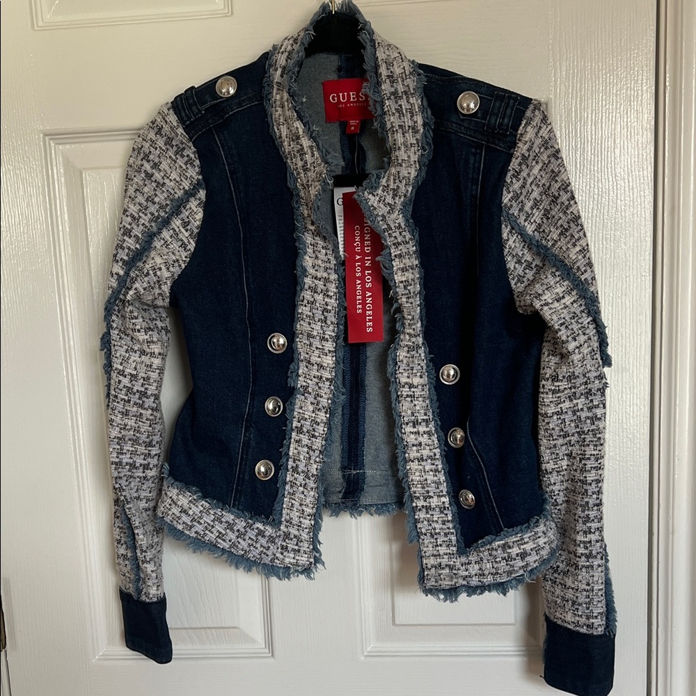 GUESS Women's Denim and Tweed Jacket